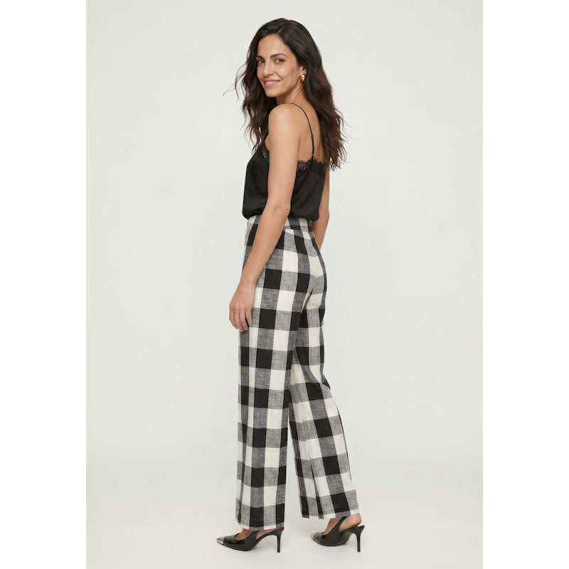 Thumbnail of Zena Flared Check Trouser In Black & White image