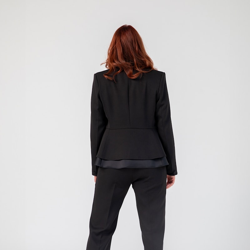 Thumbnail of Prestige Peplum Jacket With Satin Block - Black image