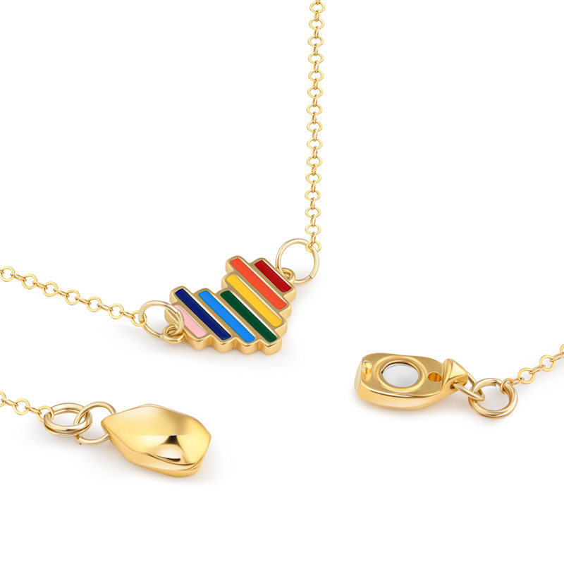 Thumbnail of Prideful Heart Rainbow Charm Gold Filled Necklace With Magnetic Clasp image