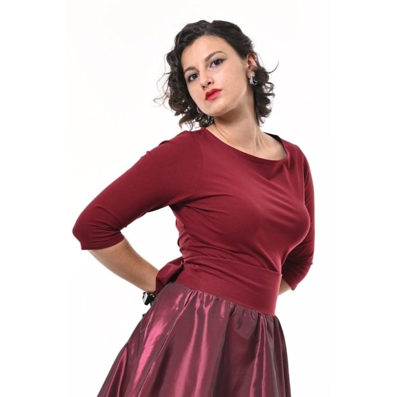 Thumbnail of Primrose Top With Bow In Burgundy image