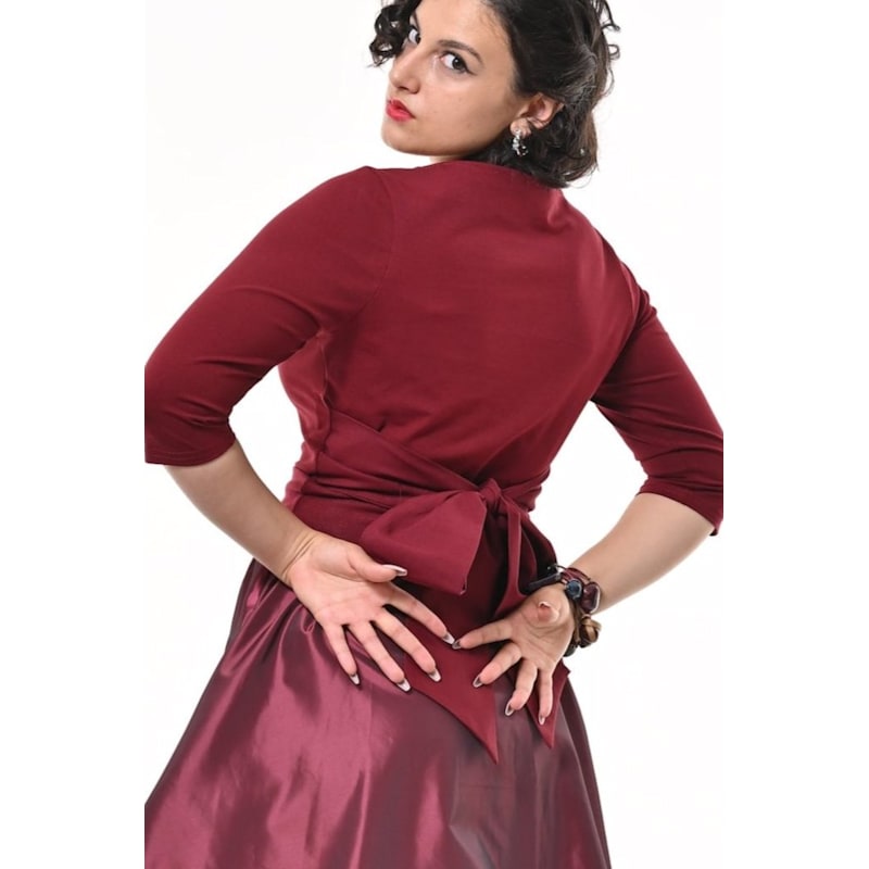 Thumbnail of Primrose Top With Bow In Burgundy image