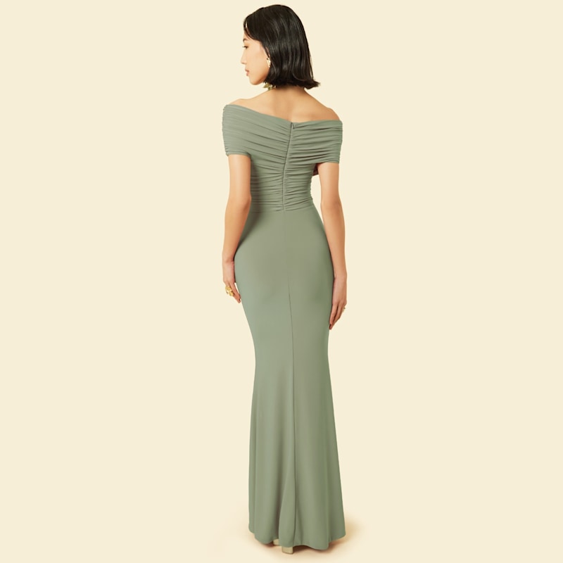 crossover bridesmaid dress B253021 Heavenly Soft Tulle A-line Gown with Spaghetti Strap V-Crossover  Neckline and V-Back with Bow