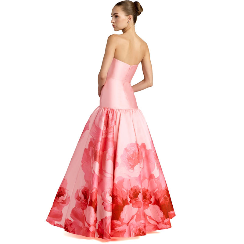 Printed Mikado Strapless Drop Waist Ball Gown | Mac Duggal | Wolf & Badger