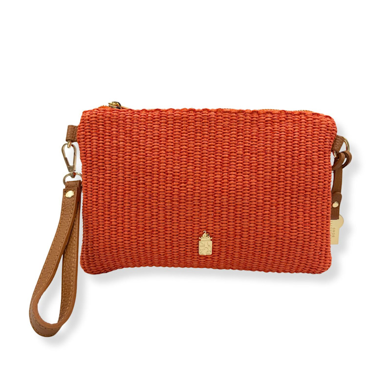 Thumbnail of Priya Italian Raffia Clutch Bag Blood Orange image