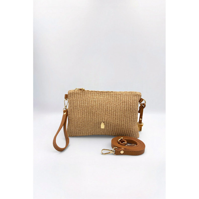 Thumbnail of Priya Italian Raffia Clutch Bag Classic Beige image