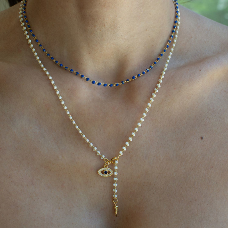 Thumbnail of Turquoise Protection Evil Eye Bead Lariat image
