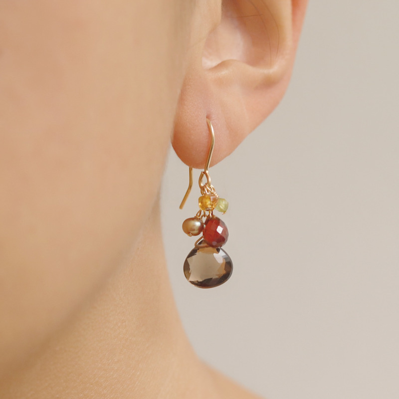 Thumbnail of Smoky Quartz Cluster Drop Earrings image
