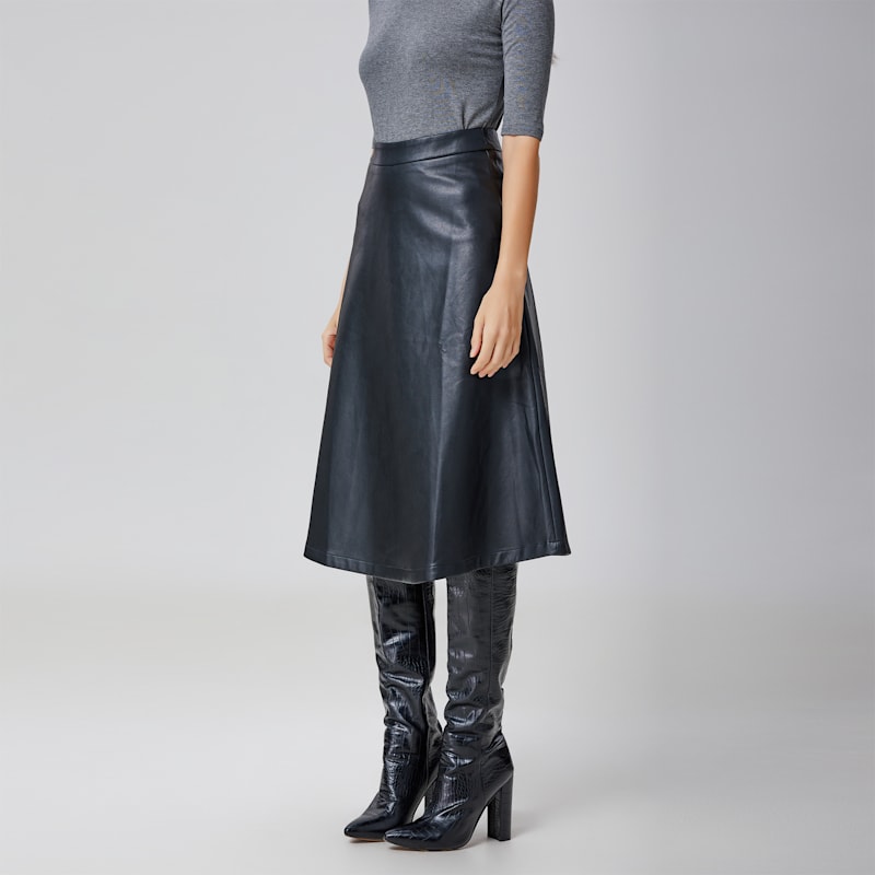 Thumbnail of Pu Trapeze Skirt - Black image