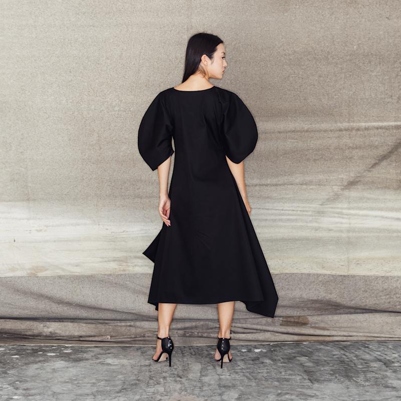 Thumbnail of Puff Dress With Flaps In Black Cotton image