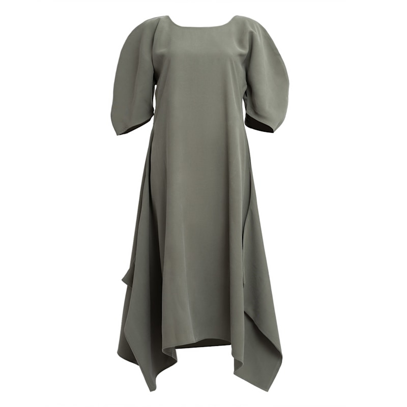 Bianca Popp Puff Sleeve Midi Dress With Flaps - Green