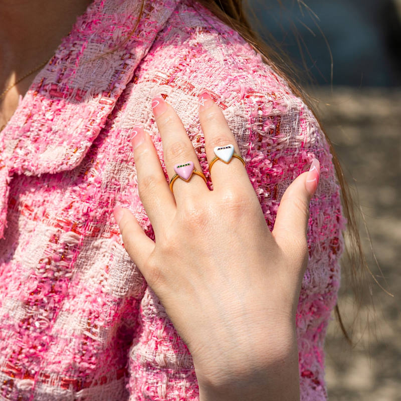 Thumbnail of Diamonbliss Puffy Heart Ring, White Enamel image