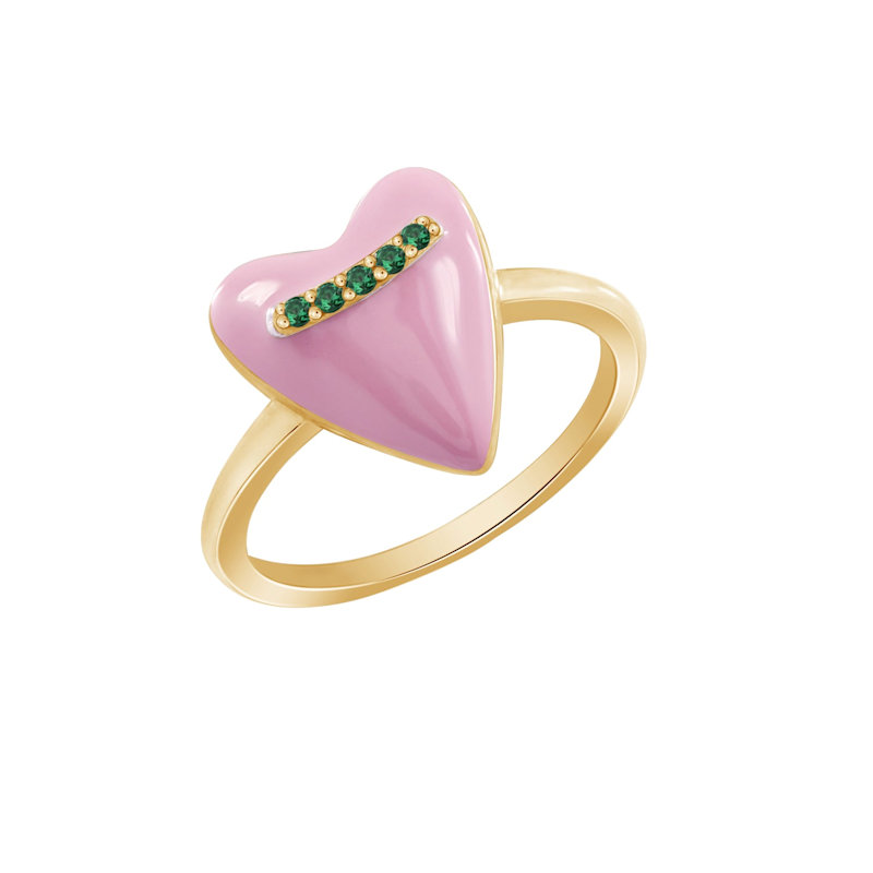 Thumbnail of Diamonbliss Puffy Heart Ring, Pink Enamel image