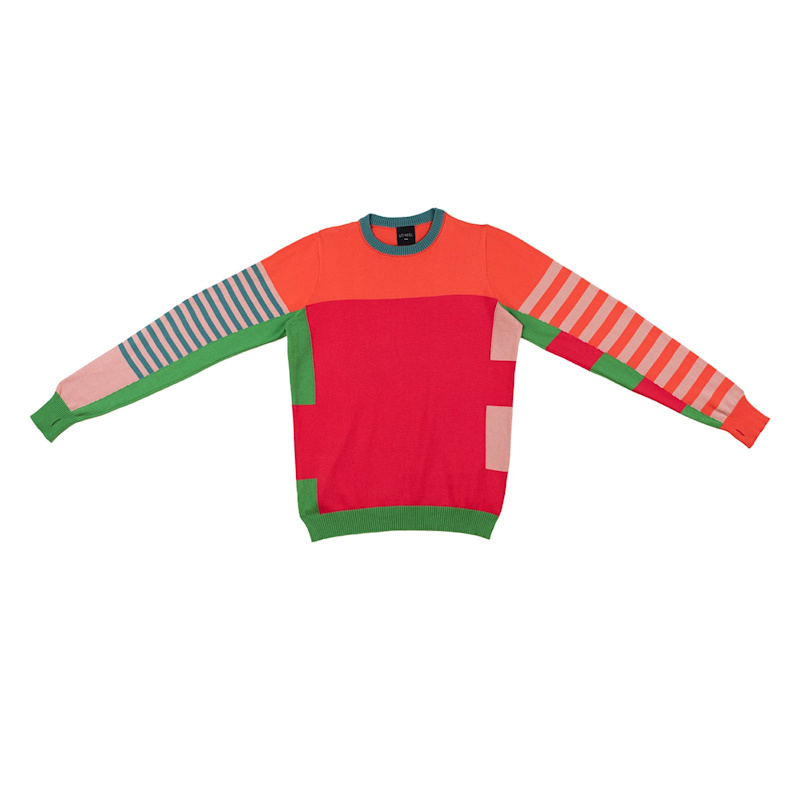 Thumbnail of CéLine Sunset Orange Color-Bloc Stripes Sweater image
