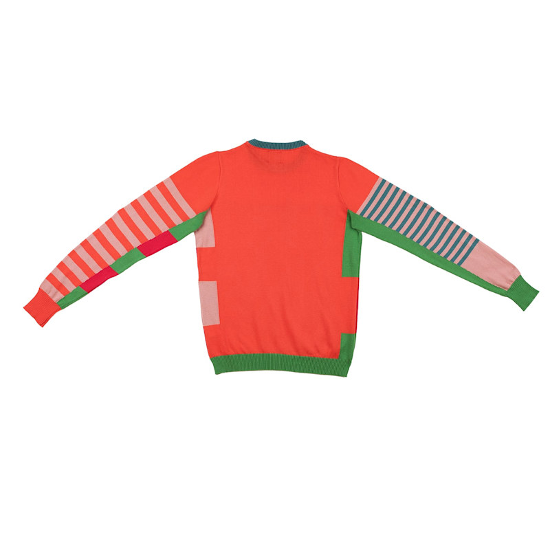 Thumbnail of CéLine Sunset Orange Color-Bloc Stripes Sweater image