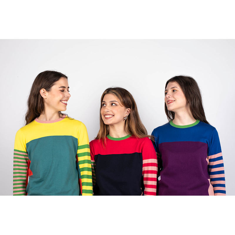 Thumbnail of Céline Pink Color-Bloc Stripes Sweater image
