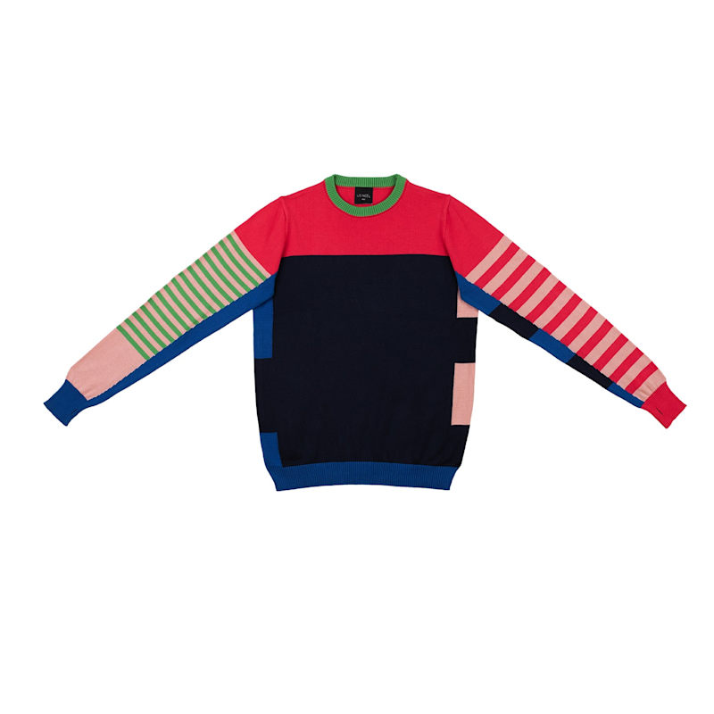 Thumbnail of Céline Pink Color-Bloc Stripes Sweater image