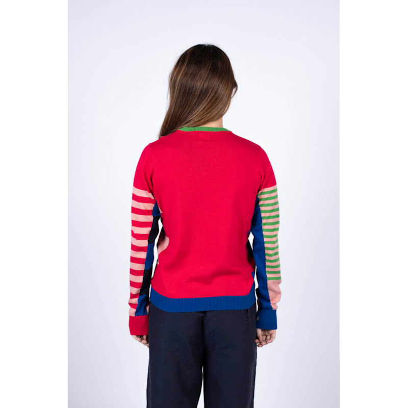 Thumbnail of Céline Pink Color-Bloc Stripes Sweater image