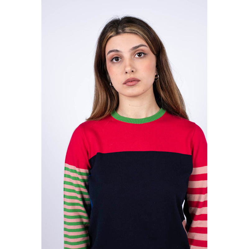 Thumbnail of Céline Pink Color-Bloc Stripes Sweater image