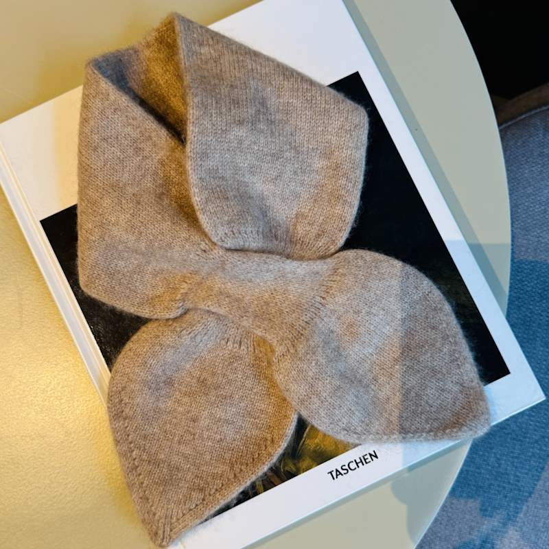 Thumbnail of Pure Cashmere Scarf - Bow Tie Neck Warmer Camel Color image