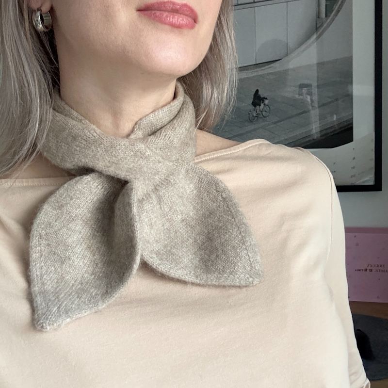 Thumbnail of Pure Cashmere Scarf - Bow Tie Neck Warmer Camel Color image