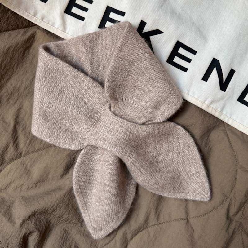 Thumbnail of Pure Cashmere Scarf - Bow Tie Neck Warmer Camel Color image