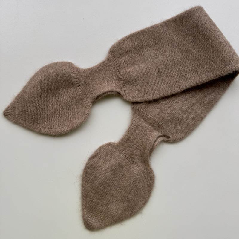 Thumbnail of Pure Cashmere Scarf - Bow Tie Neck Warmer Camel Color image