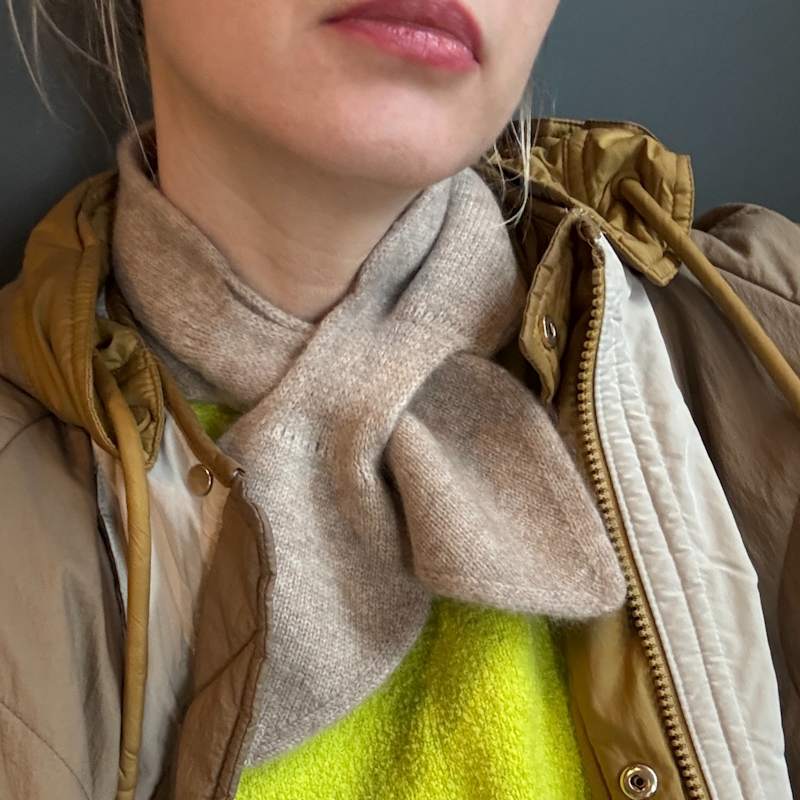 Thumbnail of Pure Cashmere Scarf - Bow Tie Neck Warmer Camel Color image