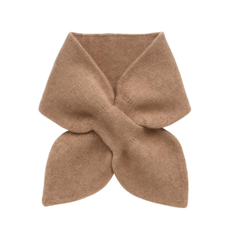 Thumbnail of Pure Cashmere Scarf - Bow Tie Neck Warmer Camel Color image