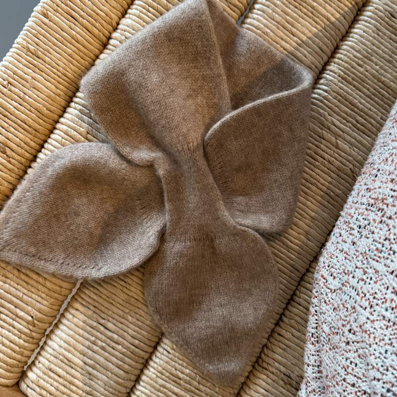 Thumbnail of Pure Cashmere Scarf - Bow Tie Neck Warmer Camel Color image