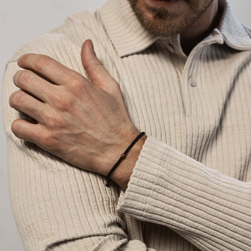 Thumbnail of Pure Copper Rounded Men’S Black Bracelet - Black image