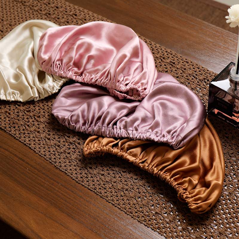 Pure Mulberry Silk Camel Brown Hair Bonnet Single Layer With