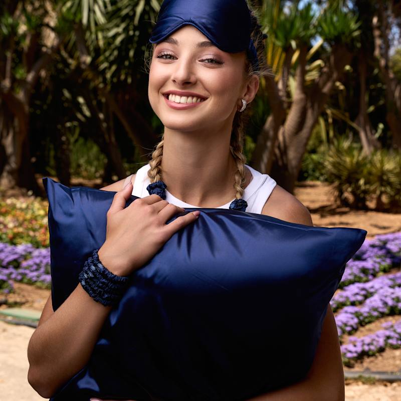 Thumbnail of Pure Mulberry Silk Pillowcase - Navy Blue image
