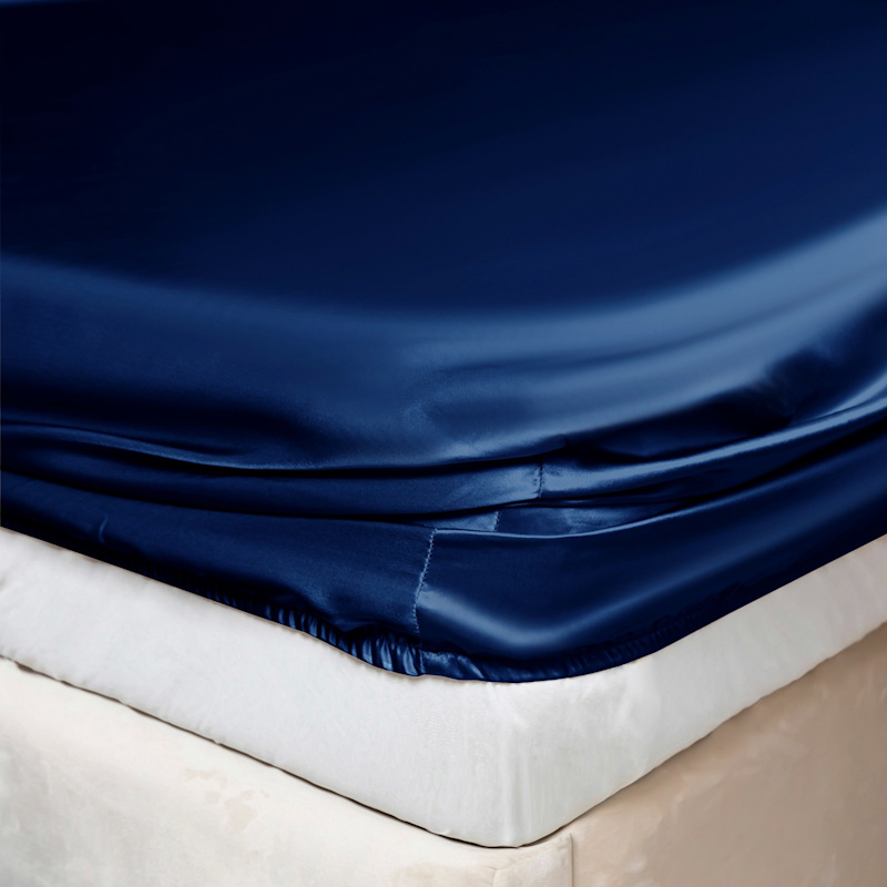 Thumbnail of Pure Mulberry Silk Seamless - Four-Piece Sheet Set - King Size - Navy image