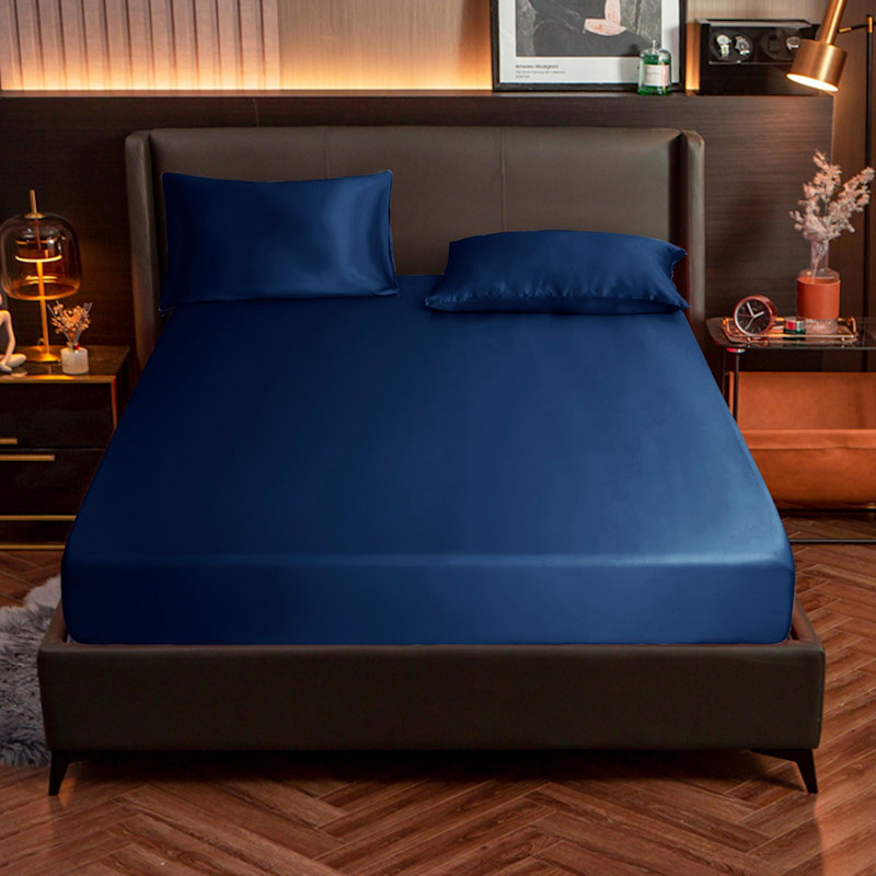 Thumbnail of Pure Mulberry Silk Seamless - Four-Piece Sheet Set - King Size - Navy image