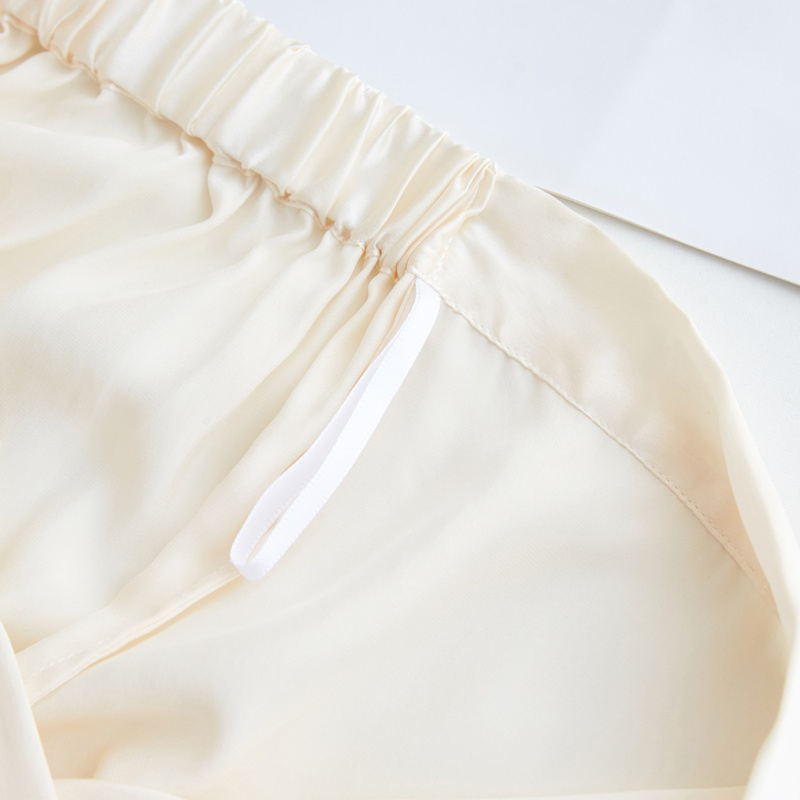 Thumbnail of Pure Mulberry Silk Shorts  High-Waisted In Cream image