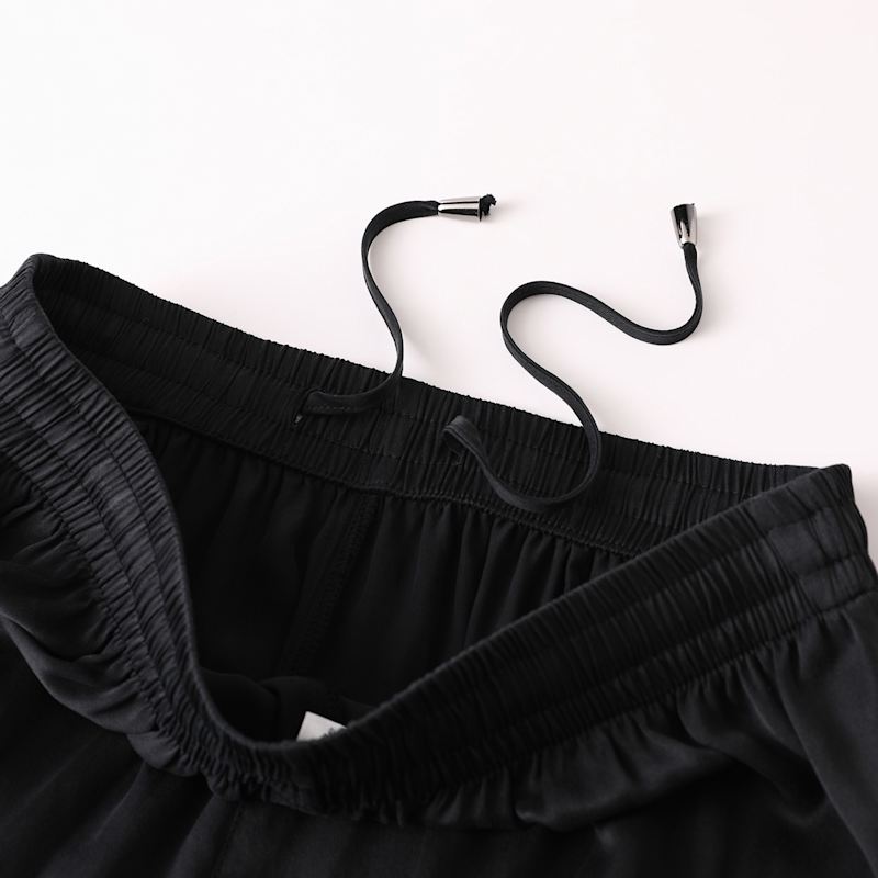 Thumbnail of Pure Mulberry Silk Men Shorts | Mid Waist Black Sueded Silk Charmeuse image