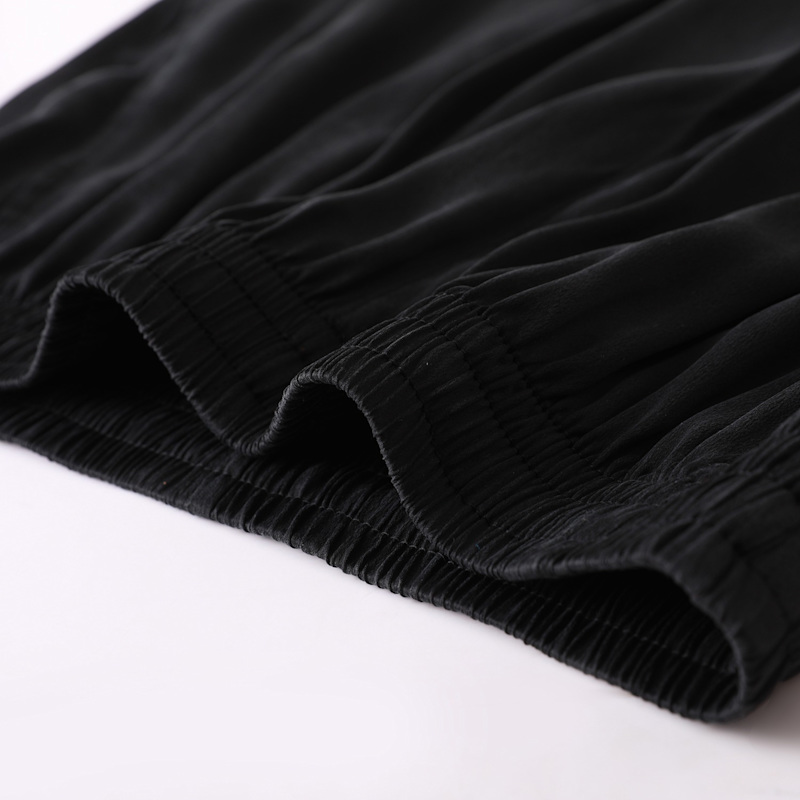 Thumbnail of Pure Mulberry Silk Men Shorts | Mid Waist Black Sueded Silk Charmeuse image