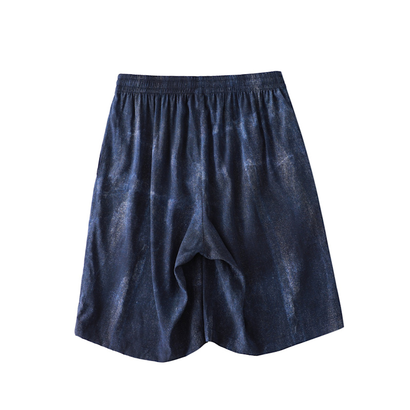 Thumbnail of Pure Mulberry Silk Tie Dye Printed Men Shorts | Mid Waist Silk Crepe image