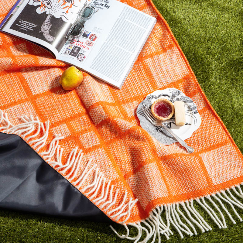 Thumbnail of Pure New Wool Waterproof Picnic Blanket - Mosaic - Orange image