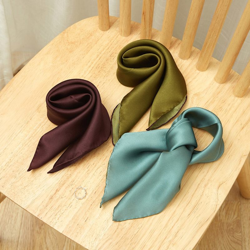 Thumbnail of Pure Silk Scarf Olive Tree Solid Colour Collection Olive Purple Small image