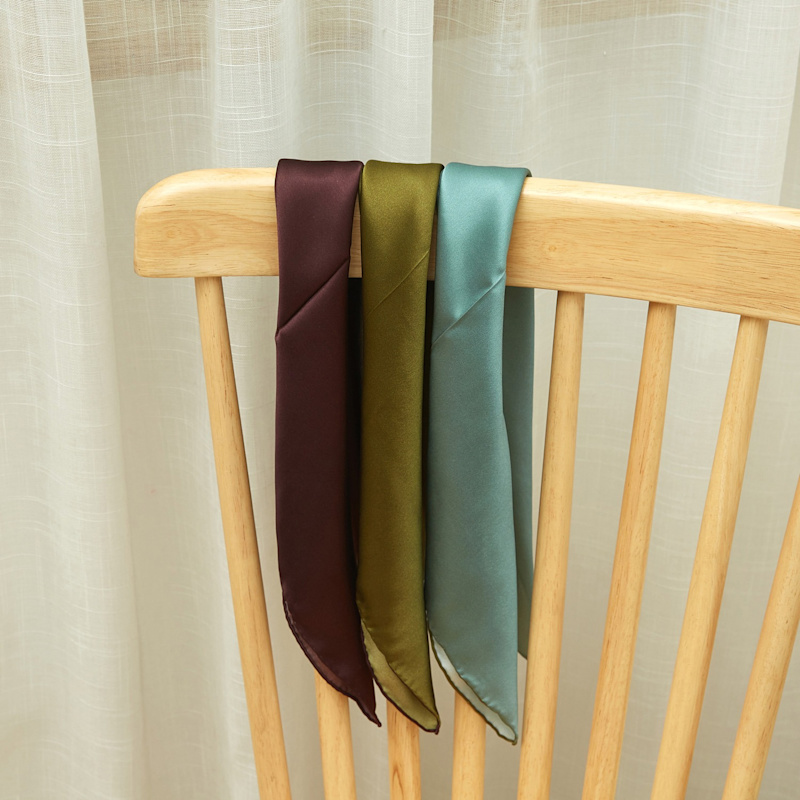 Thumbnail of Pure Silk Scarf Olive Tree Solid Colour Collection Olive Purple Small image