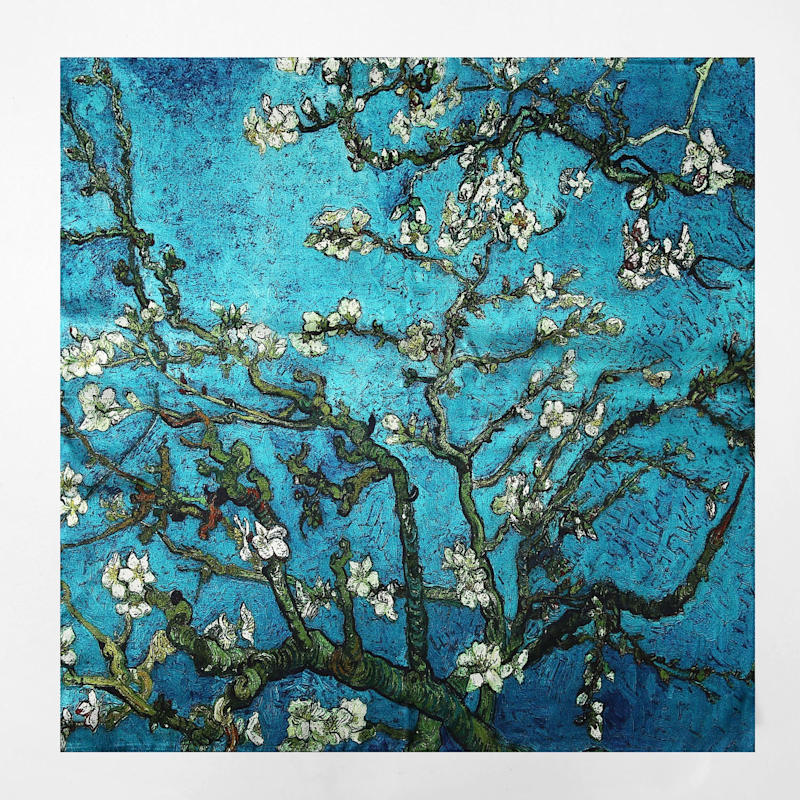 Thumbnail of Pure Silk Scarf Painting Almond Blossom Van Gogh Large image