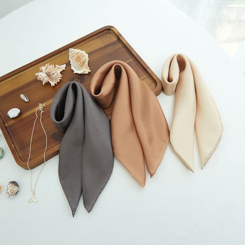 Thumbnail of Pure Silk Scarf Sand Beach Solid Colour Collection Grey Sand Small image