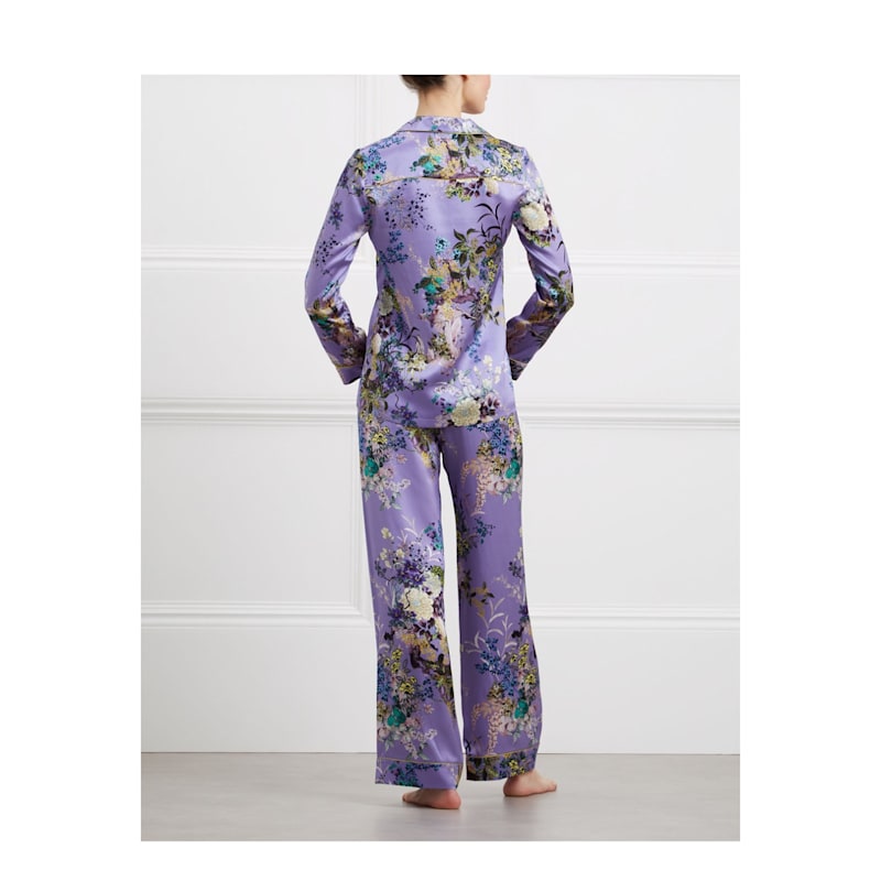 Thumbnail of Purple Crane Silk Satin Pyjama Set image
