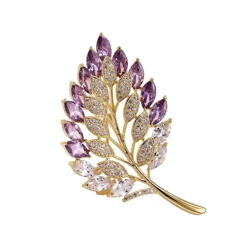 Thumbnail of Purple Crystal Leaf Brooch image