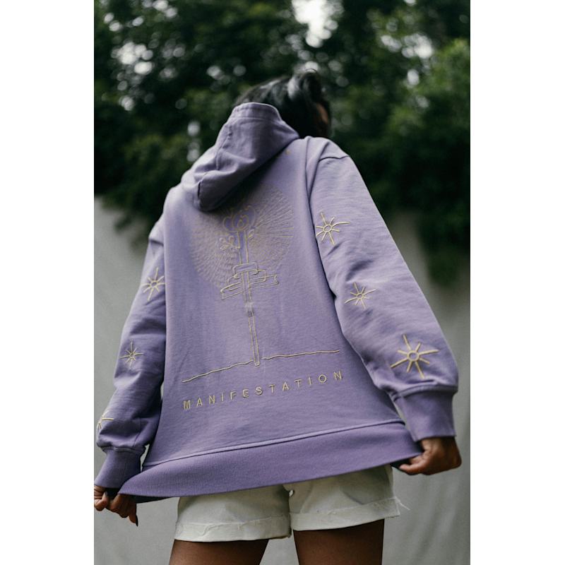 Shopoholic Women's Love Peace Embroidery Hoodie – Handmade In Nepal, Ribbed Cotton, Colorful Patchwork Design
