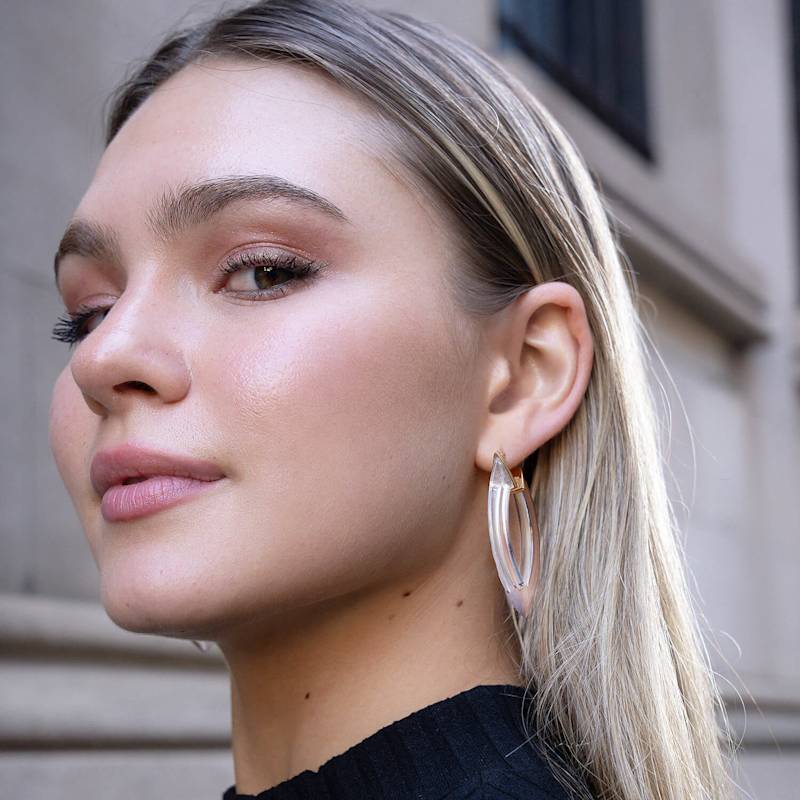 Thumbnail of Green Ombre Marquise Lucite Hoop Earrings image