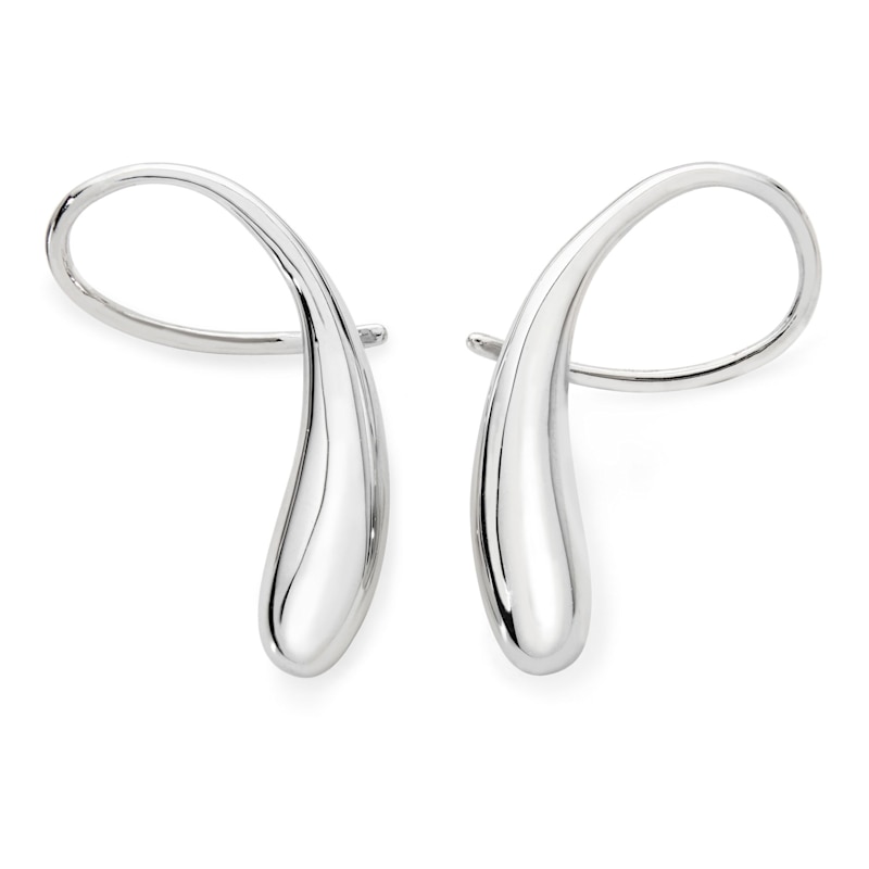 Thumbnail of Solid Sterling Silver Drop Cross Earrings image