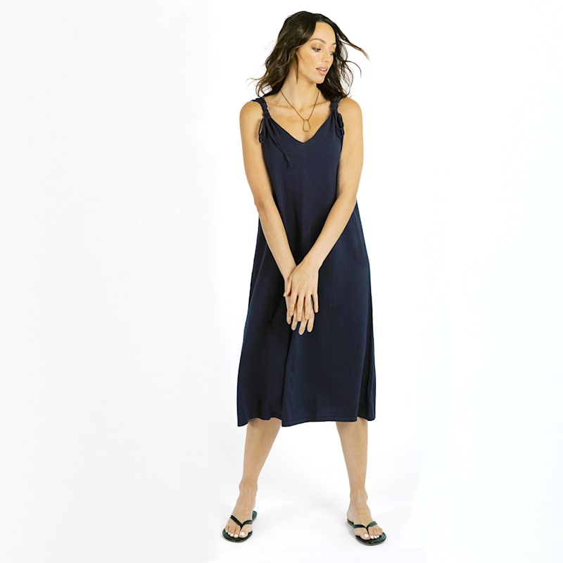 Thumbnail of Cashmere Maxi Slip Dress - Navy Blue image