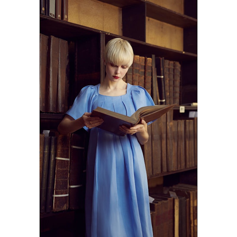 Thumbnail of A-Line Linen Jackie Dress Blue image